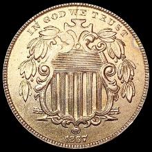 1867 No Rays Shield Nickel UNCIRCULATED