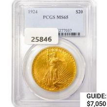 1924 $20 Gold Double Eagle PCGS MS65