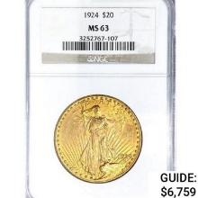1924 $20 Gold Double Eagle NGC MS63