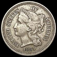 1881 Nickel Three Cent LIGHTLY CIRCULATED