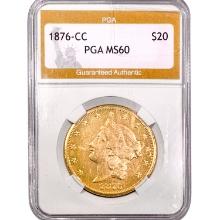1876-CC $20 Gold Double Eagle PGA MS60