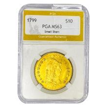 1799 $10 Gold Eagle PGA MS63 Sm. Stars