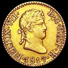 1817 Spain 1/2 Escudo Gold Coin 0.0475oz LIGHTLY C