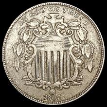 1867 W/Rays Shield Nickel CLOSELY UNCIRCULATED