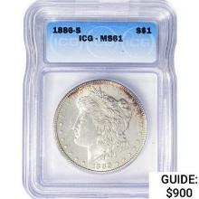 1886-S Morgan Silver Dollar ICG MS61