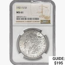 1921-S Morgan Silver Dollar NGC MS61