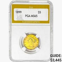 1899 $5 Gold Half Eagle PGA MS65