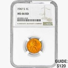 1947-S Wheat Cent NGC MS66 RD