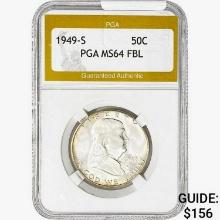 1949-S Franklin Half Dollar PGA MS64 FBL