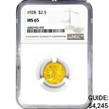 1928 $2.50 Gold Quarter Eagle NGC MS65