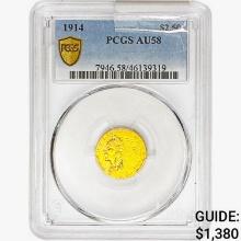 1914 $2.50 Gold Quarter Eagle PCGS AU58