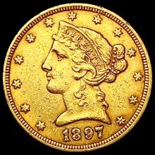 1897 $5 Gold Half Eagle NEARLY UNCIRCULATED