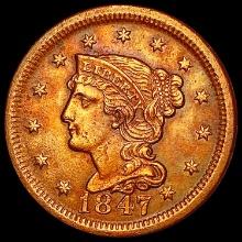 1847 Red Braided Hair Large Cent UNCIRCULATED