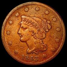 1845 Braided Hair Large Cent LIGHTLY CIRCULATED