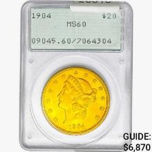 1904 $20 Gold Double Eagle PCGS MS60