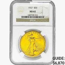 1927 $20 Gold Double Eagle NGC MS62