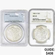 [2] 1885-O Morgan Silver Dollars PCGS MS63