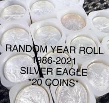 1986-2023 Silver Eagle Roll RANDOM YEAR Gem BU