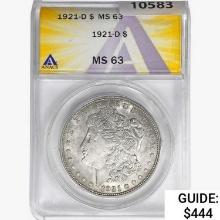 1921-D Morgan Silver Dollar ANACS MS63