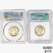 [2] 1934/1941 Washington Silver Quarter PCGS/ICG M