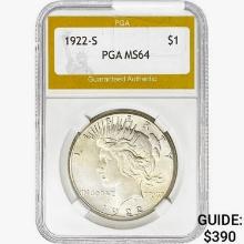 1922-S Silver Peace Dollar PGA MS64