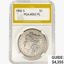 1902-S Morgan Silver Dollar PGA MS63 PL