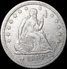 1853 Arws & Rays Seated Liberty Quarter CLOSELY UNCIRCULATED