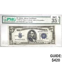 1934A $5 Star Silver Cert. PMG Ch VF 35