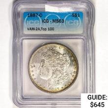 1887-O Morgan Silver Dollar ICG MS63 VAM-2A