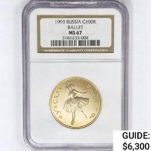 1993 100R 3.2g Russia Gold Ballet NGC MS67