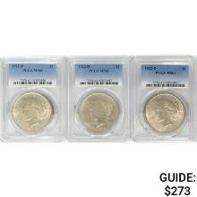 1922-D Set [3] Silver Peace Dollar PCGS MS61