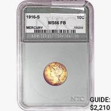 1916-S Mercury Silver Dime NTC MS66 FB