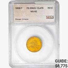 1858/7 Flying Eagle Cent SEGS MS62 FS-006/S-1/LATE