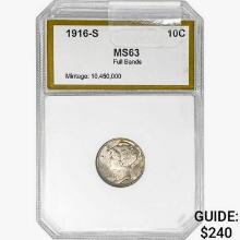 1916-S Mercury Silver Dime PCI MS63 FB