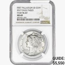 2017 $25 Pd Eagle NGC MS69 High Relief