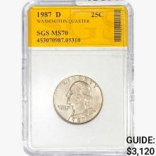1987-D Washington Silver Quarter SGS MS70