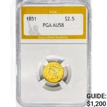 1851 $2.50 Gold Quarter Eagle PGA AU58
