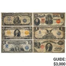 LOT OF (6) MIXED LARGE SIZE CURRENCY NOTES 1899-1917
