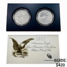 2012 Proof and Rev. Proof 1oz Silver Eagle Set [2 Coins]