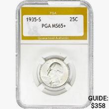 1935-S Washington Silver Quarter PGA MS65+