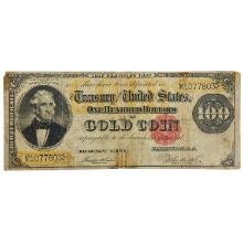 FR. 1214 1882 $100 ONE HUNDRED DOLLARS BENTON GOLD CERTIFICATE CURRENCY NOTE