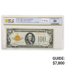 FR. 2405 1928 $100 ONE HUNDRED DOLLARS GOLD CERTIFICATE CURRENCY NOTE PCGS BANKNOTE EXTREMELY FINE-4