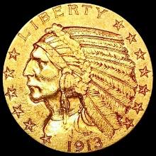 1913-S $5 Gold Half Eagle NEARLY UNCIRCULATED