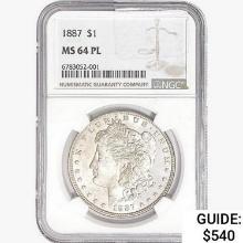 1887 Morgan Silver Dollar NGC MS64 PL