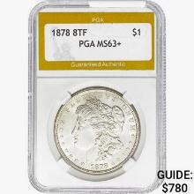 1878 8TF Morgan Silver Dollar PGA MS63+
