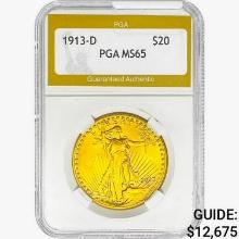 1913-D $20 Gold Double Eagle PGA MS65