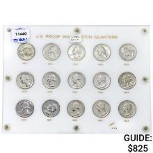 1950-1964 Gem Set Proof Washington Quarters (15 Coins)