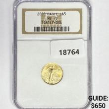 2000 $5 1/10oz American Gold Eagle NGC MS70