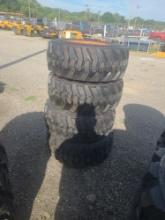 4 - Forerunner 12-16.5" Skid Loader Tires w/ Bobcat Wheels- New