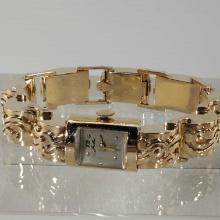 14K Yellow Gold Case & Bracelet Cypres Jules 17Jewel Ladies Wrist Watch